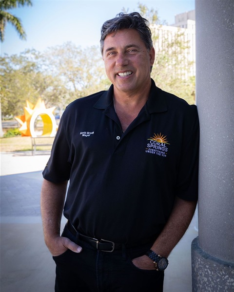 Pictured of Mayor Scott Brook, who was appointed to Florida League of Mayors’ Board of Directors, outside of City Hall
